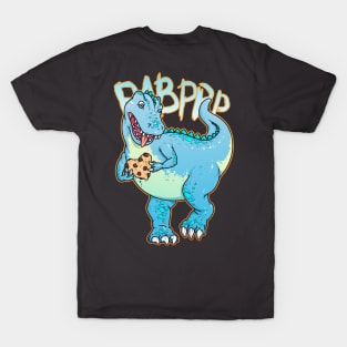 Funny cartoon dinosaur holding heart shaped cookie. Artwork. T-Shirt